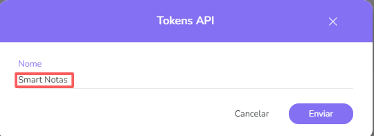 smart notas-criar token api.png